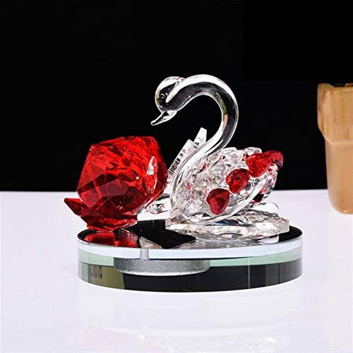 Jydqm 4 бои маѓепсана кристална роза цвет фигура украс кристален лебед фигурини приватно обичајно гравура дома свадба декор