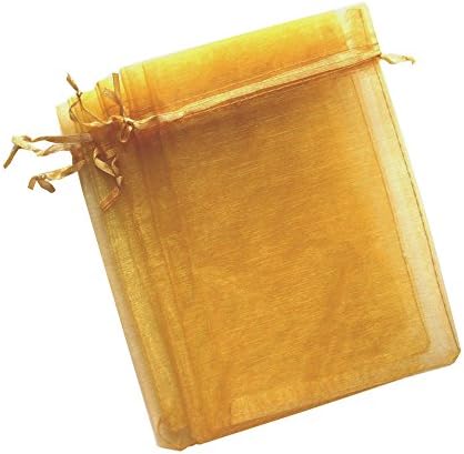 Котоси Злато 60 парчиња Проѕирни Торбички Со Врвки За Врвки Од Органза Торби за Подароци 6х9 Инчи