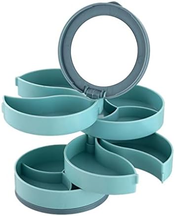 ЏЕРИ Кутија За Складирање Накит Повеќеслојна Ротирачка Пластична Штанд За Накит Обетки Кутија За Чување Прстен Со Огледало (Боја: