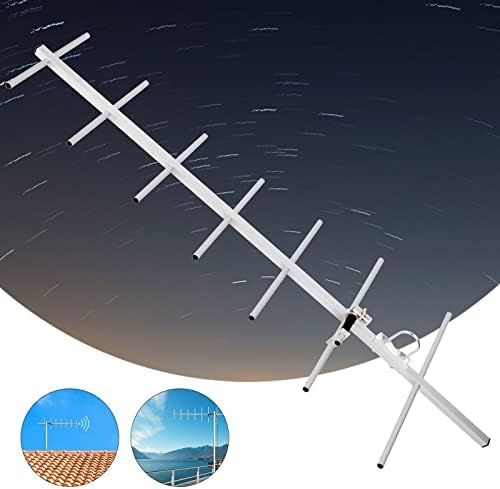 Twayrdio 7 Elements UHF Yagi Антена, 11dbi 70cm 400-470MHz Надворешна насока на јаги база на јаги за аматерско радио GMRS, сателитска
