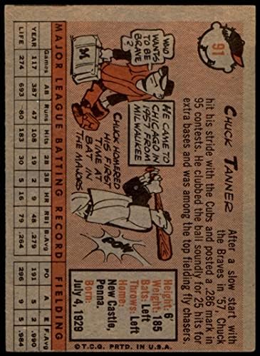 1958 Топпс 91 Чак Танер Чикаго Cubs VG/Ex Cubs