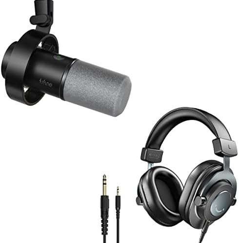 Pifine XLR/USB микрофон со слушалки од 3,5 мм/6,35мм, пакет за снимање во студио за подкаст, емитување, вокал, динамичен микрофон
