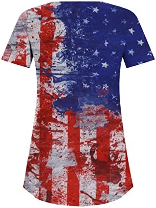 Тинејџерски девојки кратки ракави блузи патриотски starвездени графички врвови кошули екипаж вратот Бранч Шарени летни есенски блузи