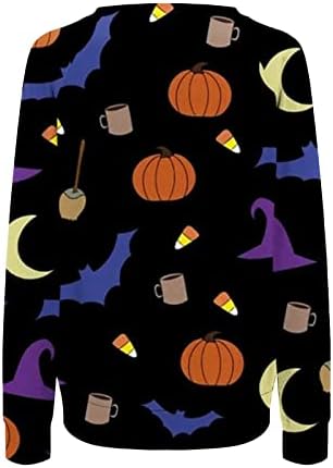 Дама зимска есенска облека облека со долг ракав екипаж џемпер џемпер графички лабав фит фестивал Ноќта на вештерките Топ кошула за жени