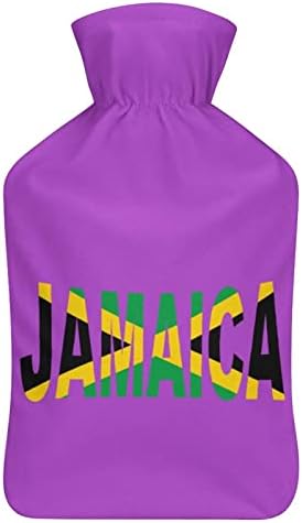 Јамајканско знаме вреќа со топла вода со кратки кадифен обвивка гума топла вода шишиња преносни затоплени раце 1000 мл
