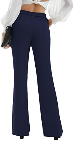 Siflifенски каузален кауза со високи половини со широки нозе, панталони за фустани за жени, работни панталони со џебови за жени