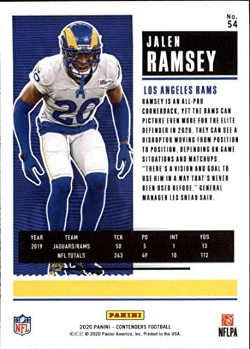 2020 Кандидати за НФЛ сезонски билет #54 Јален Ремзи Лос Анџелес Рамс Официјална картичка за тргување со фудбал од Панини Америка