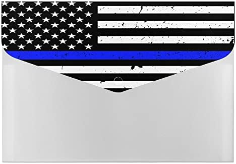 Полициска Сина Линија Американско Знаме Печатење Проширување На Папката Со Датотеки со 6 Џебни Букви Големина Пренослив Организатор На Хартија