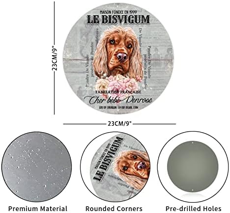 Смешно тркалезно кучиња метално знак прилагодено домашно милениче куче Француски изумен венец, милениче куче, добредојде, гроздобер