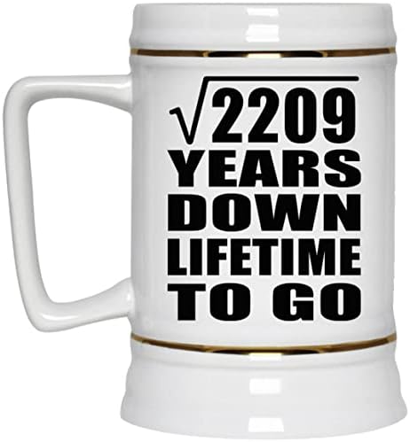 Дизајнирајте 47-годишнина Квадратен Корен од 2209 Години Доживотно, 22оз Пиво Штајн Керамички Танкард Кригла Со Рачка За Замрзнувач,