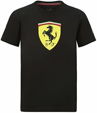 Ферари Скудерија Официјална стока во Формула 1 - Детска голема маица со скудето - црна - големина xs