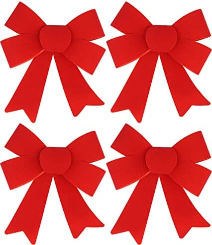 Сет од 4 бренд на црна патка убава црвена празнична кадифена лакови - мерки 5,5 x 7 - одлично за украсување кутии, новогодишни елки, чорапи и многу