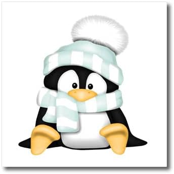3drose симпатичен пингвин во зелена зимска капа и шал. - Ironелезо на трансфери на топлина