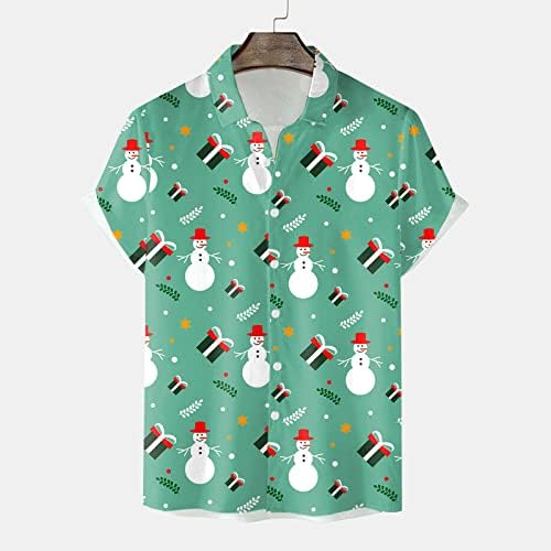 Божиќно копче ZDDO, кратки кошули Краток ракав Смешна графичка хавајска кошула Божиќ Нова забава куглање кошули Тенис голф -желки од алоха