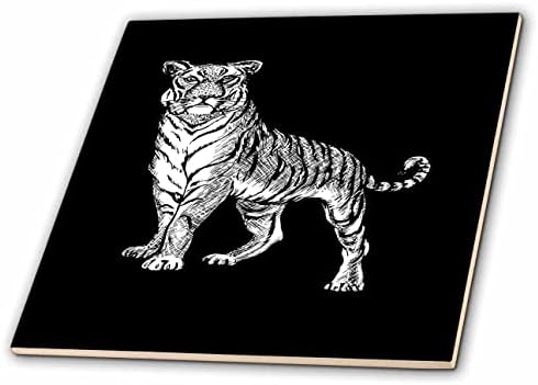 3дроза Тигар Линија Уметност Цртање Црно-Бела Тетоважа Уметност-Плочки