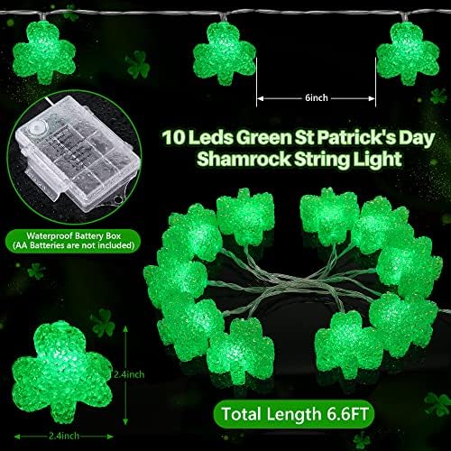 Светла за украсување на Денот на Денот на Сент Патрик, ирски кристални жици на кристал 7 ме
