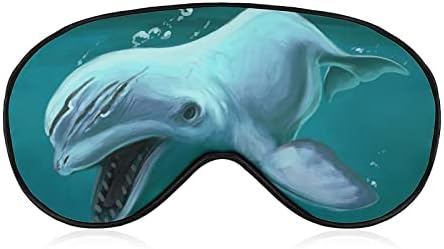 Белуга кит маска за спиење лесна маска за слепи маска за очи на око со прилагодлива лента за мажи жени