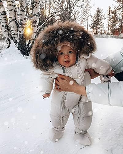 Wallarenear новороденче бебе девојки Зимски снежни копии, ромпер подножје, облечена облека, мамче за носење, јакна од палто + нараквици