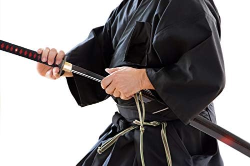 ХМС јапонски самурај катана меч, цвет Цуба, рачно фалсификувана топлина каленирана, 1045 јаглероден челик, црна дрвена шуга, остра, битка подготвена