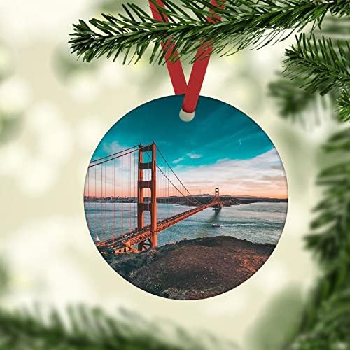 Божиќен украс на Голден Гејт Мост Сан Франциско Керамички Божиќ украси за новогодишни украси Божиќно порибување Подарок за пополнување Божиќ