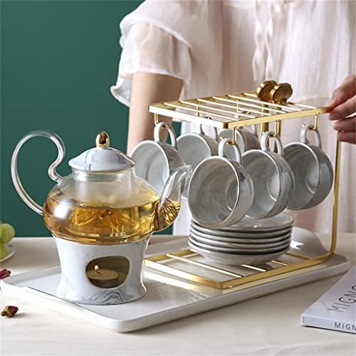 ZLXDP нордиски стил варен овошен чај чај чај чај цвет чајник постави англиски попладневен чај чај сет стаклен свеќа загревање