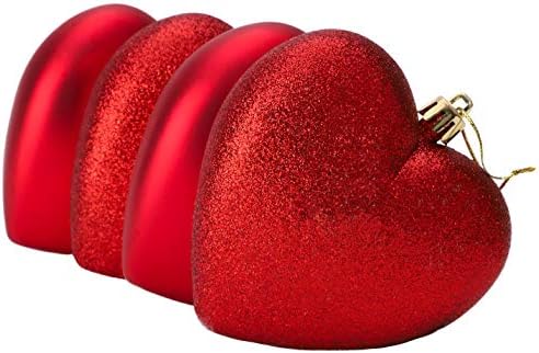 4-100мм бомби во форма на срце - Дизајн на мат и сјај - Божиќни украси