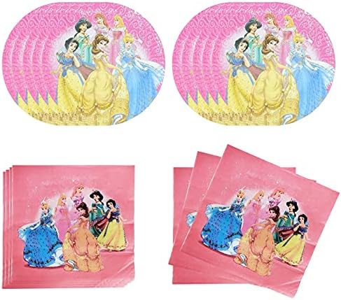 Zspzexsl 40pcs Принцеза Партија Материјали вклучуваат 20 плочи, 20 салфетки За принцеза роденден декорација