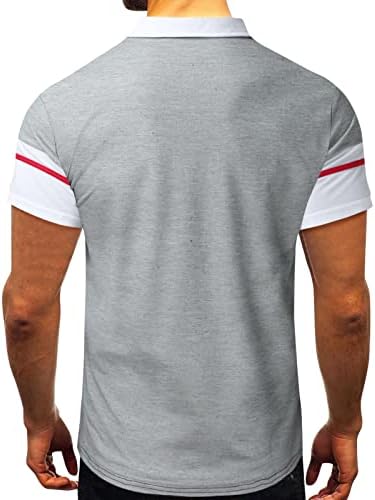 ZDDO машки поло маици мускули кратки ракави во боја на крпеница на крпеница јака врвови лето тенок вклопна обична кошула
