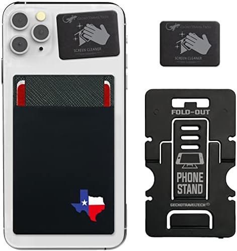 Gecko Travel Tech Power Strap Card Cardy, безбеден држач за картички за задниот дел на телефонот, затегната ткаенина мобилен телефон за паричник
