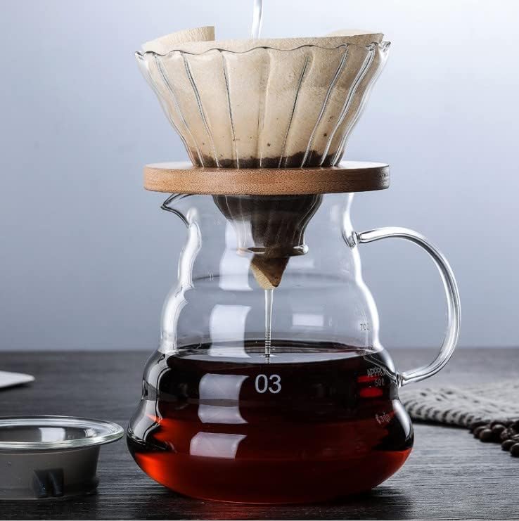 Сервер за кафе Cofimefo, V60 Стандардно стакло кафе -карафе истурете го садот за кафе, чиста, 800 мл/27 мл