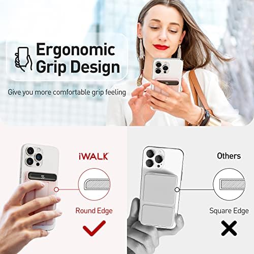 Iwalk Mag-X Магнетна безжична банка за напојување со штанд, преносен полнач 5000mAh со USB-C порт и LED дисплеј, ергономски дизајн