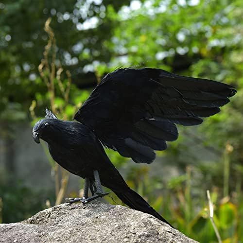 RAYODS Реални Врана Рачно Изработени Црни Пернат Врана За Ноќта На Вештерките Украси Птици