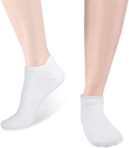 CozyOffi 5 пара чорапи на глуждот за жени и мажи со густа перница атлетска трчање со ниски исечени чорапи со јазиче