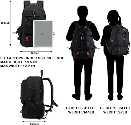 Ранец за патувања за патувања за мажи 18,3 инчи со ракав за лаптоп и оддел за чевли, компјутерски ранци со порта за полнење со USB,