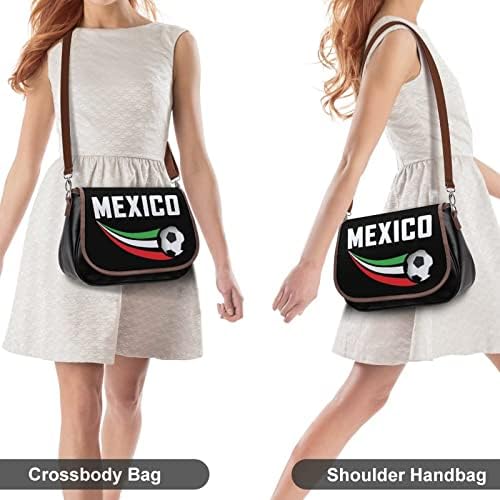 Мексико Знаме Фудбал Класичен Гласник Торба Крстот Рачка Рамо Торба Стп Кожа Мода