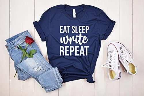 Јадете спиење напишете повторувајте кошула за новинари, подароци за писател автор