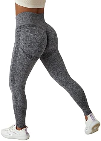 Хеланки за жени непрекинато ѓубре со ребрести тренингот со високи половини јога панталони насмевка контура на задникот за кревање спортски