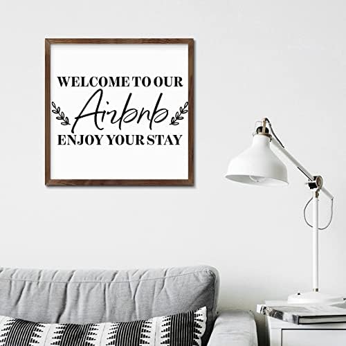 Мотивациска понуда Декор добредојде на нашиот Airbnb Уживајте во вашите знаци за престој за домашен декор рустикално дрво домашно