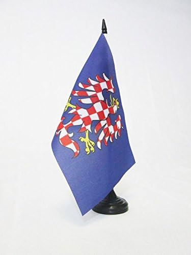 ЗНАМЕ На Аз Моравија Знаме на Маса 5 х 8 - Моравско Биро знаме 21 х 14 см-Црн Пластичен Стап И Основа