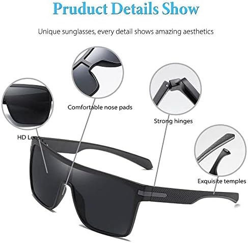 Готанг Поларизирани Квадратни Очила За Сонце Машки Спортски Рамен Врв Штит Мода Лагре Очила За Сонце