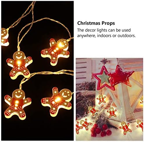 Solustre 2m Божиќни теми стринг светла 10 LED диоди од ѓумбир од ѓумбир, колачиња самовила за самовила, батерија оперирана елка декор