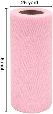Розови сјајни ролни од тул, 6 инчи од 25 јарди искра ткаенина лента за DIY Tutu здолниште за шиење лак за свадбени украси занаетчиски