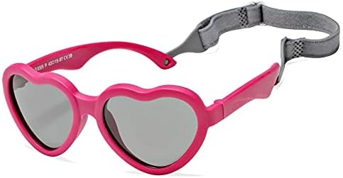 Бебешки Очила За Сонце во форма на срце Со Ремен Прилагодливи Поларизирани Очила За Сонце За Новороденчиња За Деца За Возраст Од 0-24 Месеци