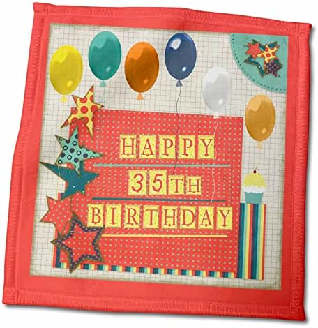 35 -ти 35 -ти роденден, балони, кекс, starsвезди, блок буква, портокалова, зелена - крпи