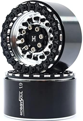 Hobbysoul RC широк 32mm 1,9 алуминиумски тркала од Beadlock 1,9 бандажи Hex 12mm сребрена црна боја за 1/10 Crawler Truck Traxxas Trx-4