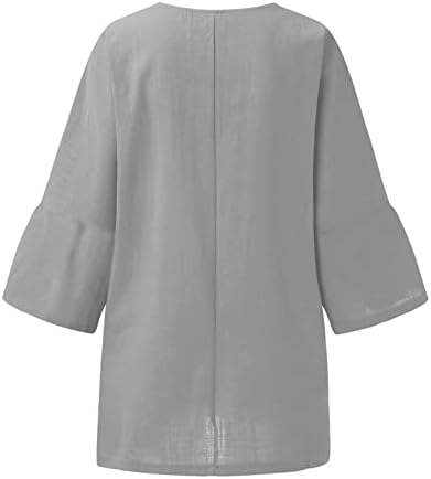 Постелна кошула, цветни графички печатени екипаж вратот 3/4 ракави модни постелнини маици жени плус врвови со големина