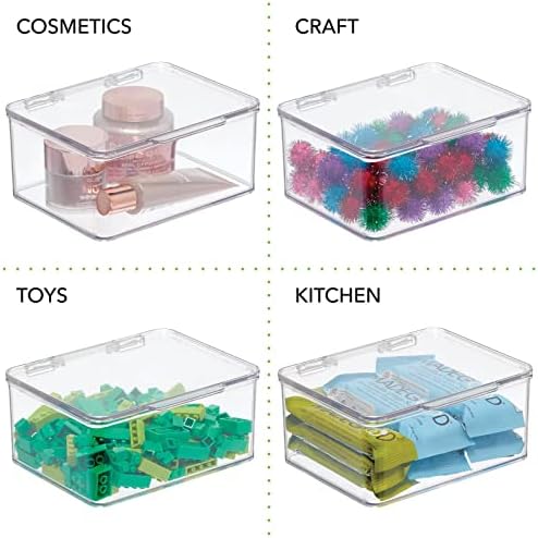 Mdesign Мала пластична организатор за складирање на домашни канцеларии за кутии со капаци со шарки за работна површина - држи