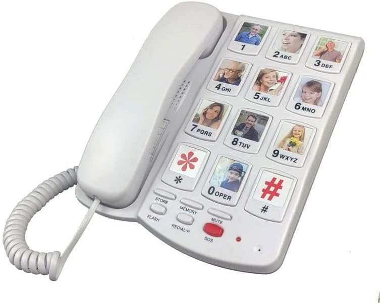 KJHD големо копче за корпи за сениори, телефонски фиксни телефони за сениори, со заменливо копче за меморија, засилувач