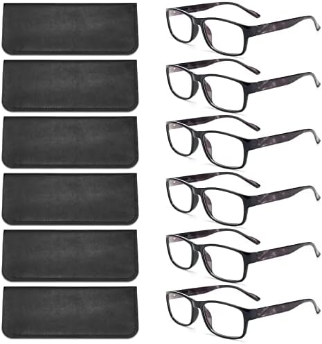БЛС Блуз Очила За Читање За Жени/Мажи Блокирање На Сина Светлина, Модни Читатели Анти Вирус На Очите/Мигрена Очила 6 Пакувања/Случај