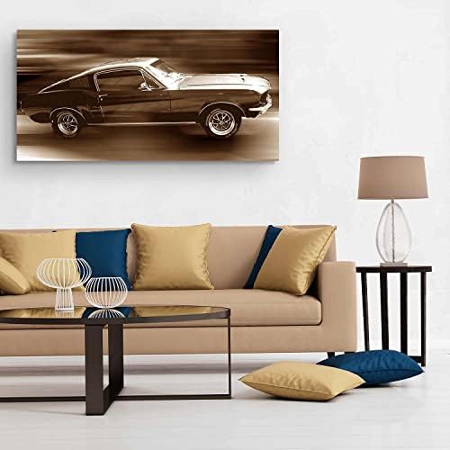 Startonight Canvas Wall Art Ford Mustang - автомобили врамени 24 x 48 инчи